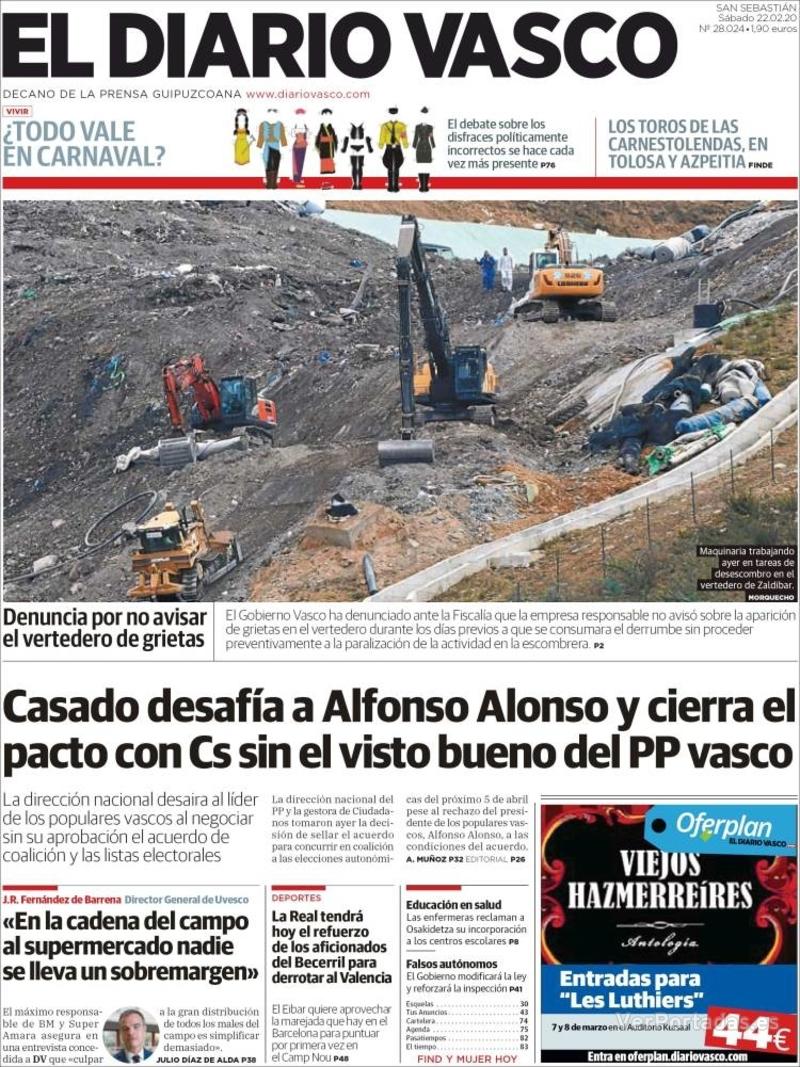Portada El Diario Vasco 2020-02-23