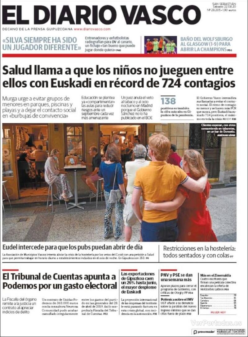 Portada El Diario Vasco 2020-08-23