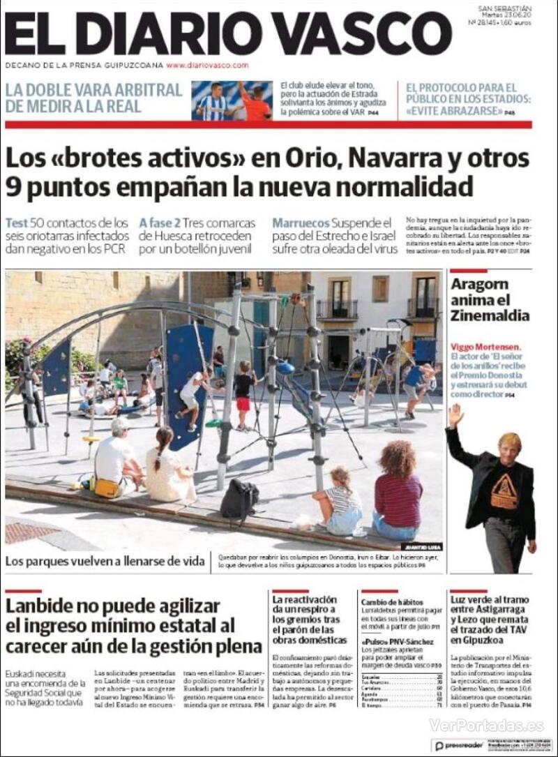 Portada El Diario Vasco 2020-06-24