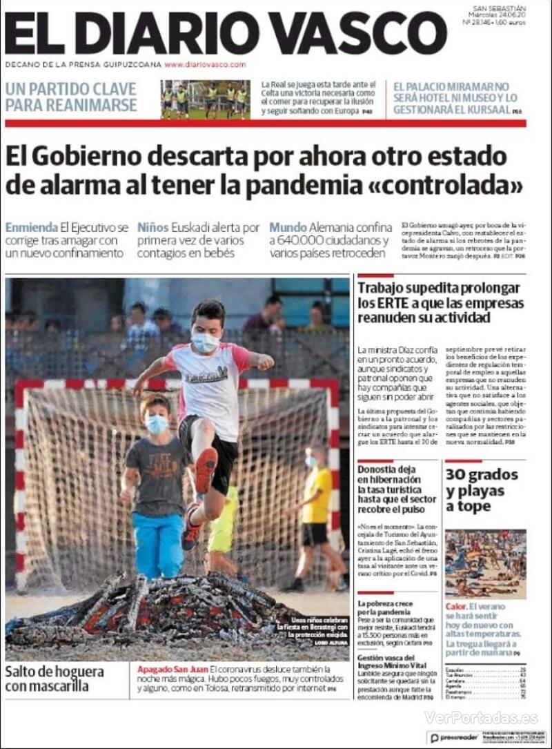 Portada El Diario Vasco 2020-06-25