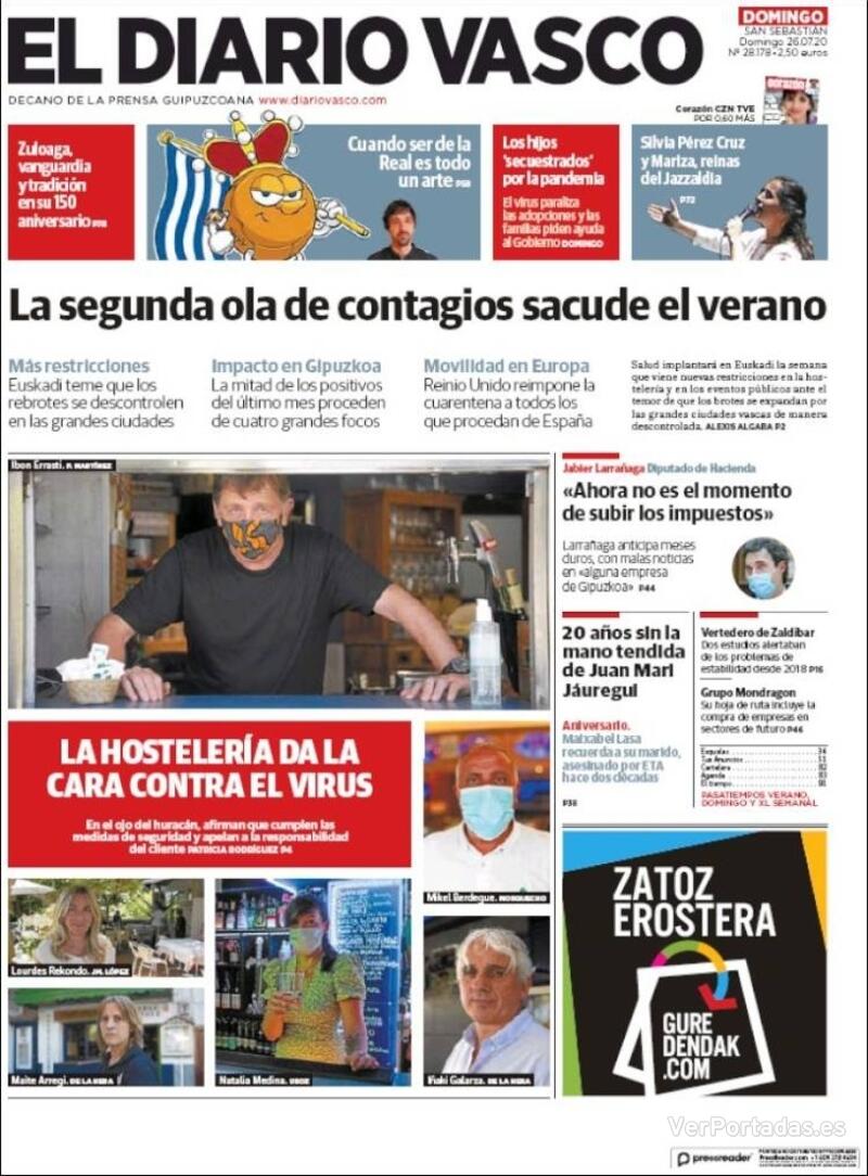 Portada El Diario Vasco 2020-07-27