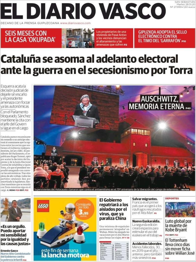 Portada El Diario Vasco 2020-01-29