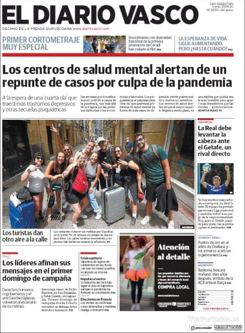 Portada El Diario Vasco 2020-06-30