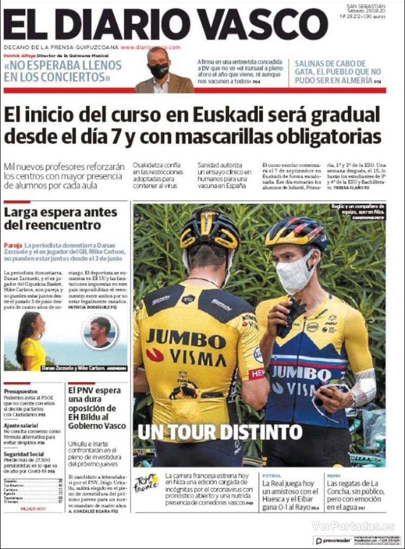 Portada El Diario Vasco 2020-08-30