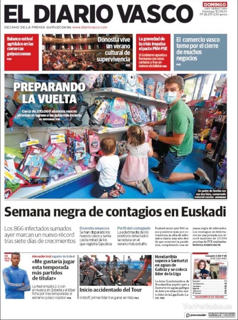 Portada El Diario Vasco 2020-08-31
