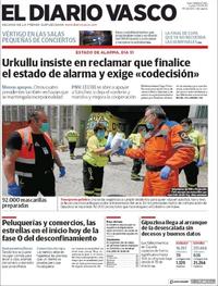 Portada El Diario Vasco 2020-05-04