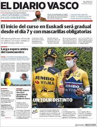 Portada El Diario Vasco 2020-08-29