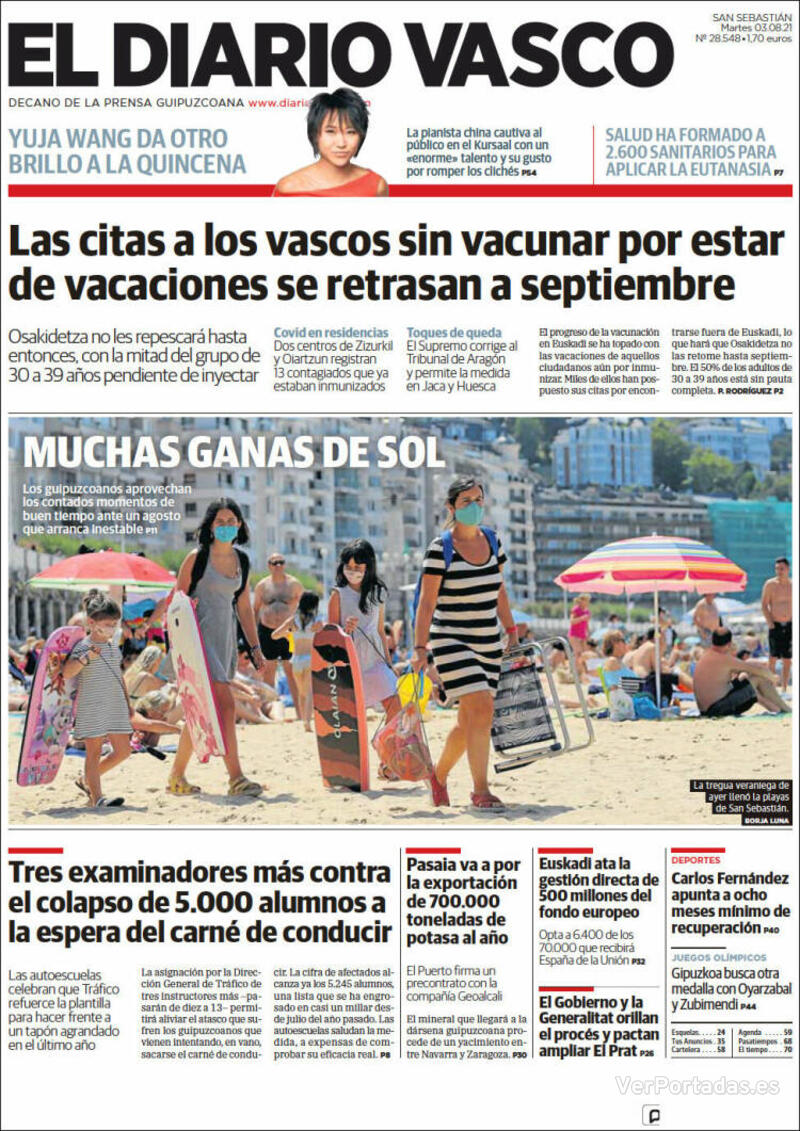 Portada El Diario Vasco 2021-08-04