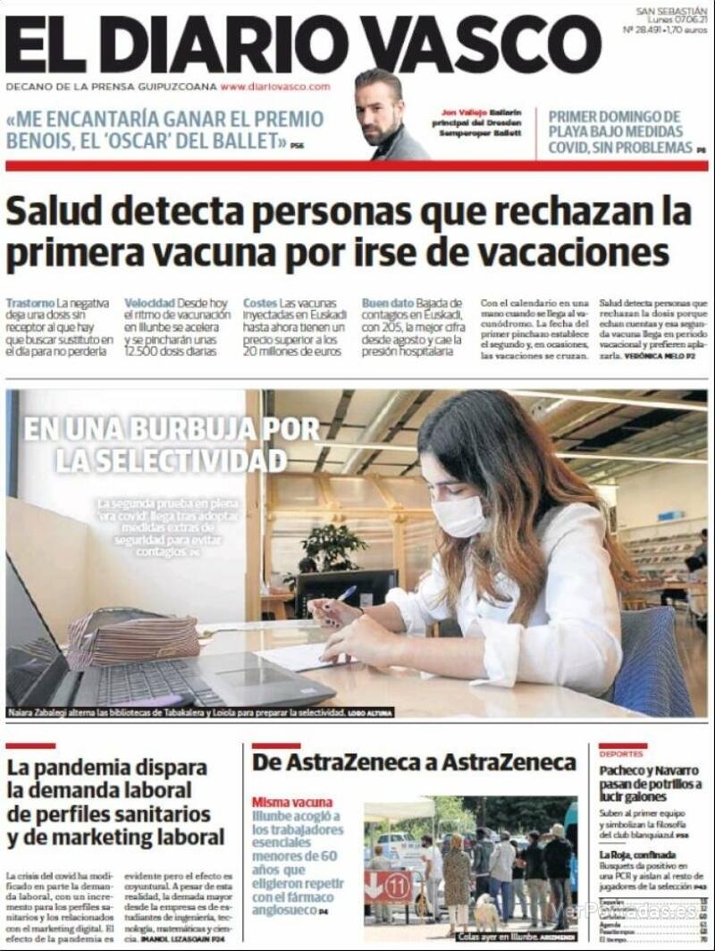 Portada El Diario Vasco 2021-06-08