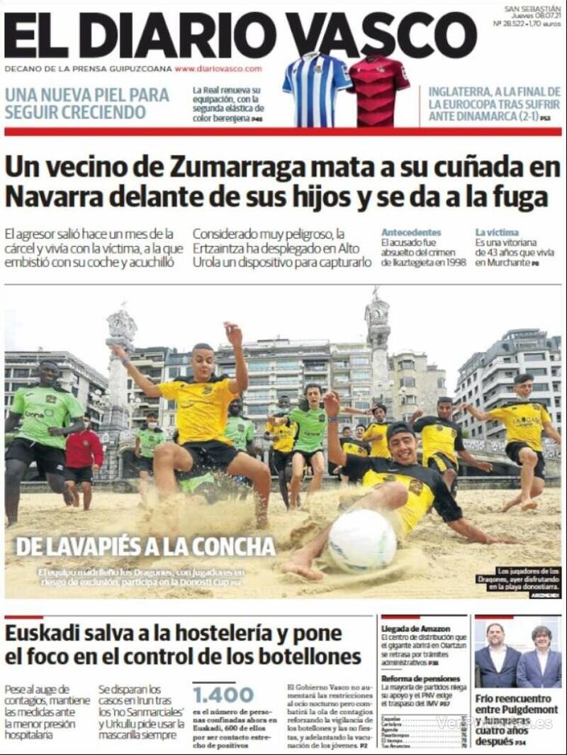 Portada El Diario Vasco 2021-07-09