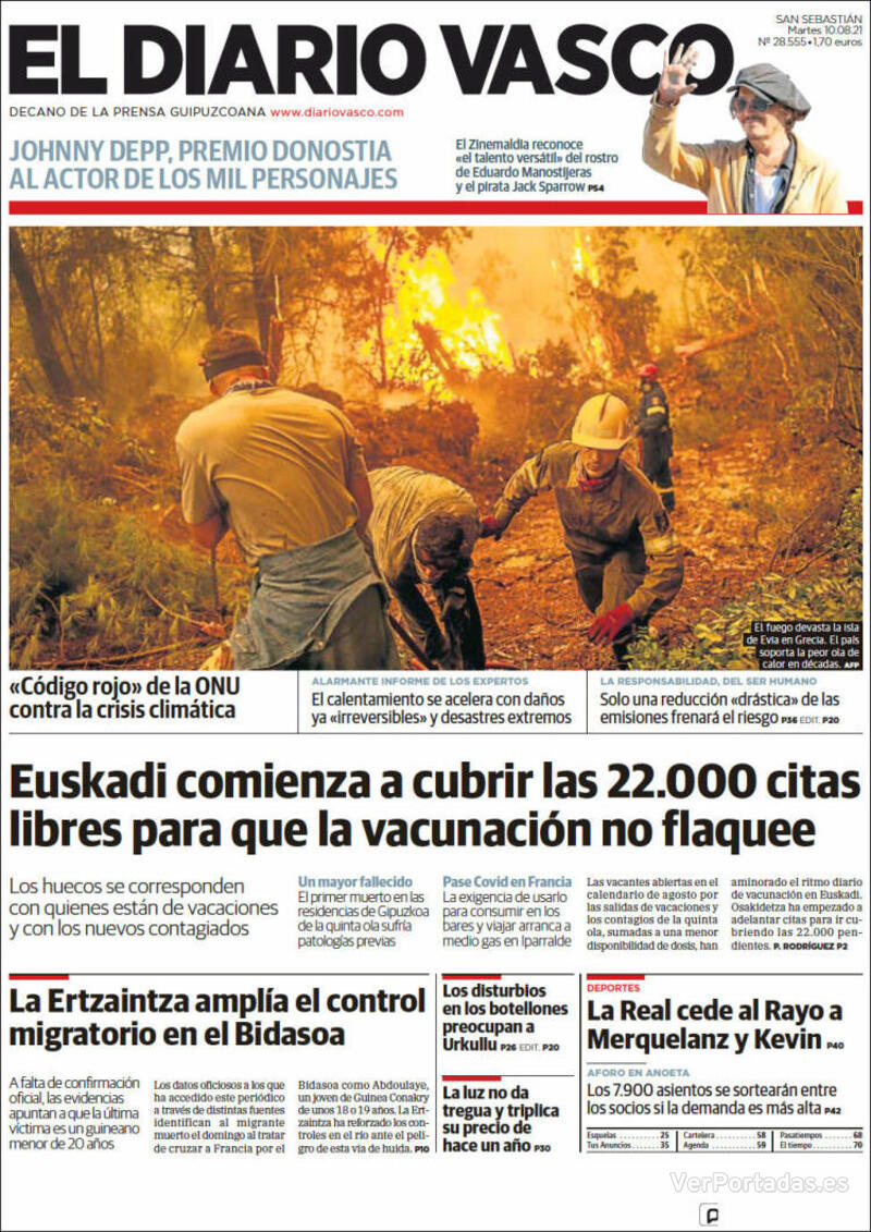 Portada El Diario Vasco 2021-08-11