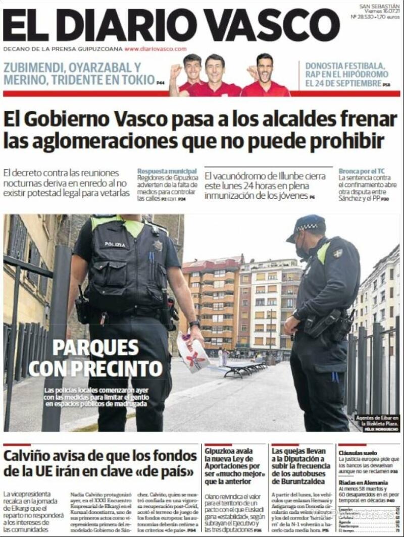 Portada El Diario Vasco 2021-07-17