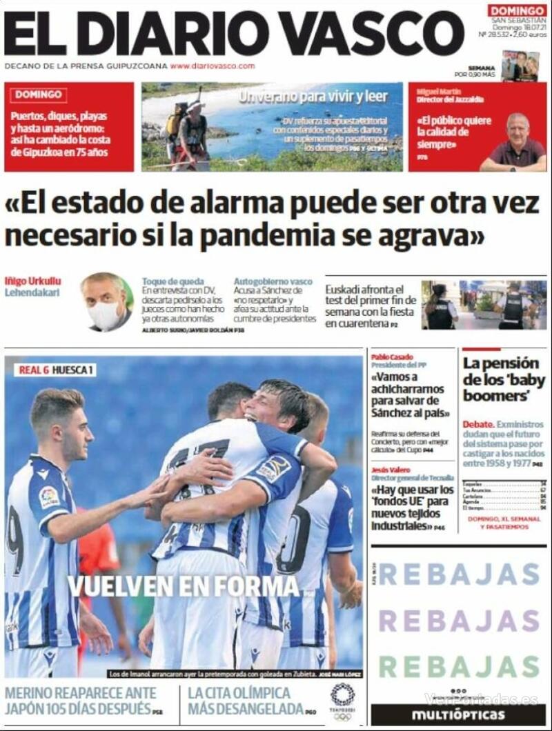 Portada El Diario Vasco 2021-07-19