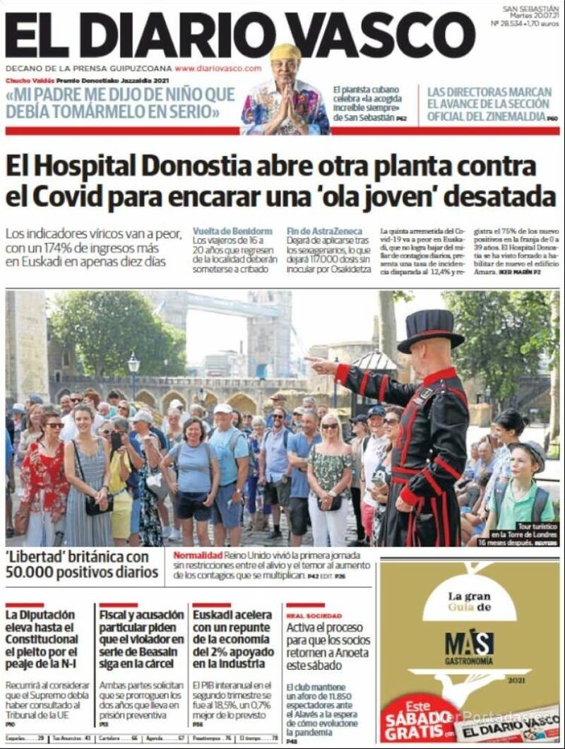Portada El Diario Vasco 2021-07-21