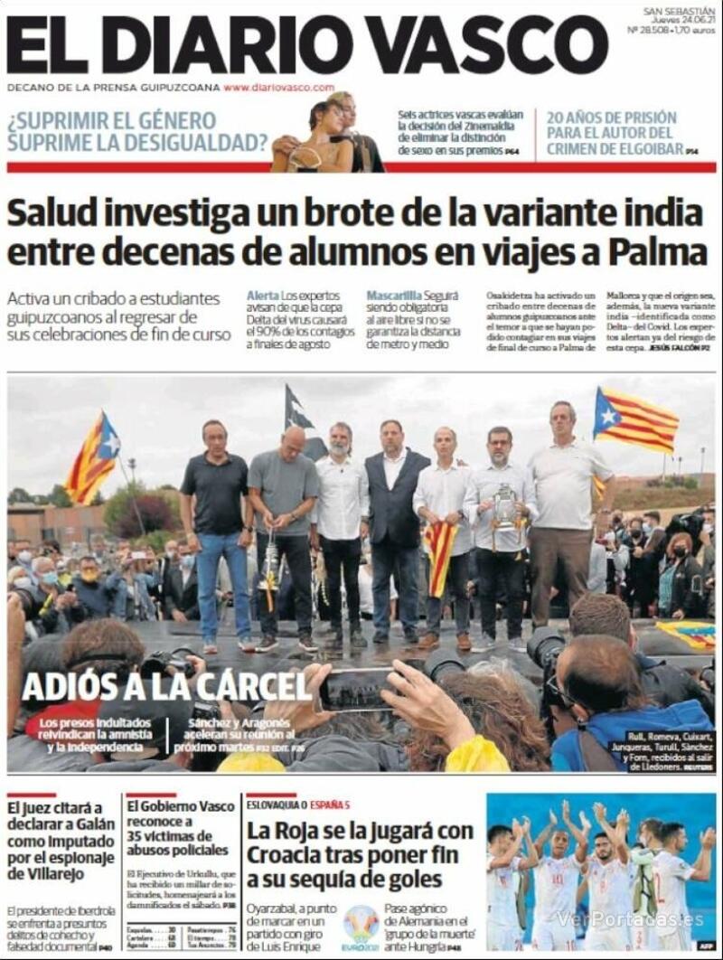Portada El Diario Vasco 2021-06-25