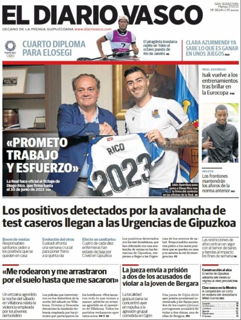 Portada El Diario Vasco 2021-07-28