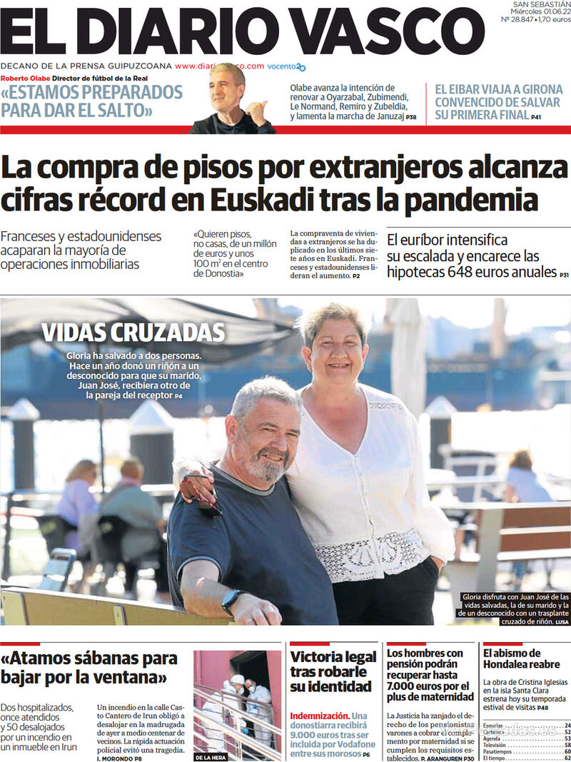 Portada El Diario Vasco 2022-06-02