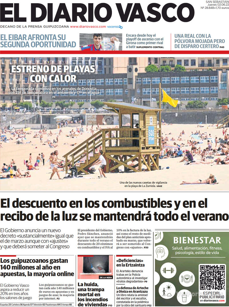Portada El Diario Vasco 2022-06-03