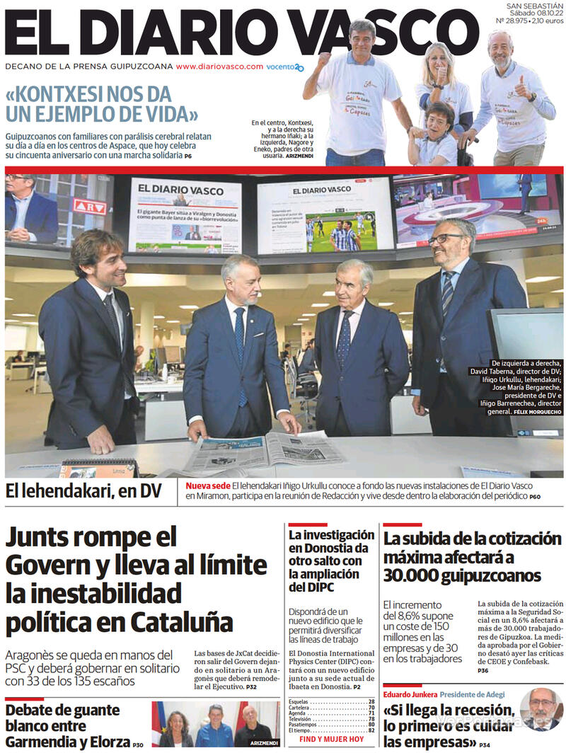 Portada El Diario Vasco 2022-10-09