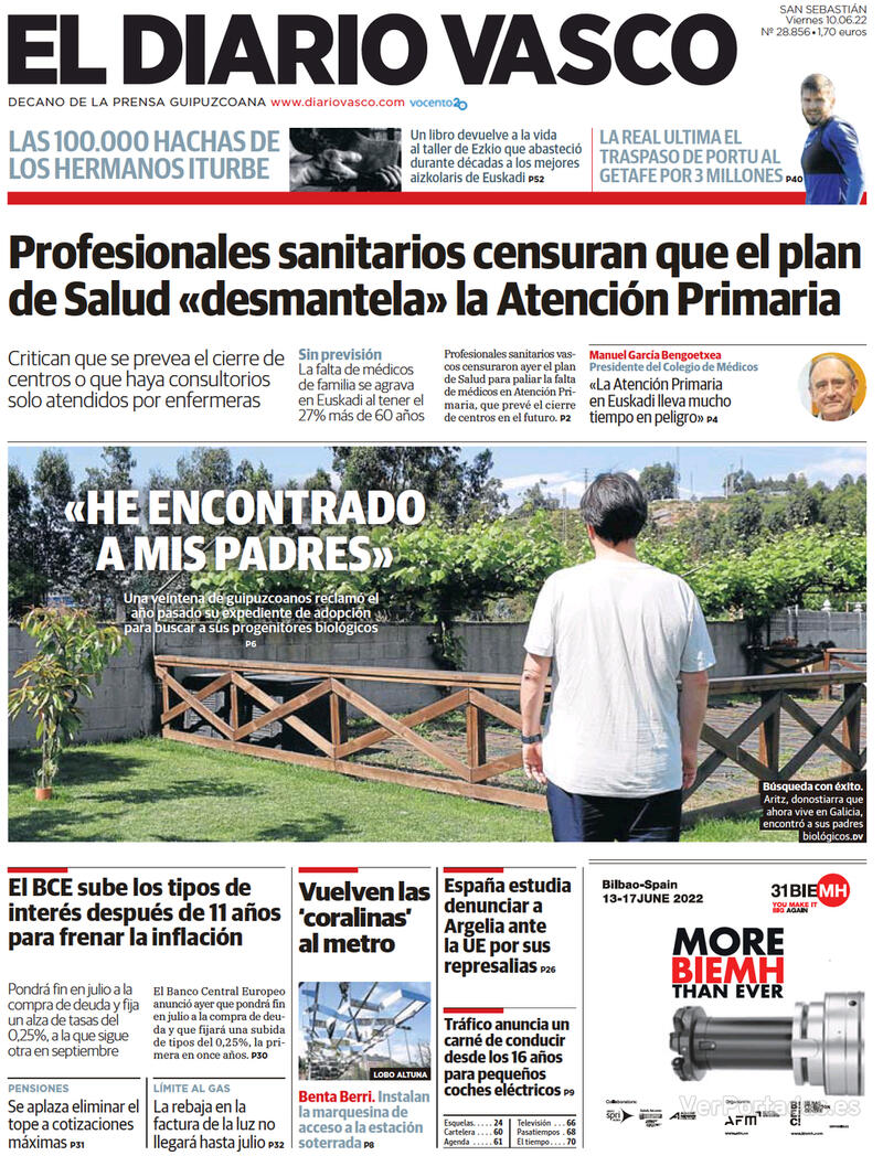 Portada El Diario Vasco 2022-06-11