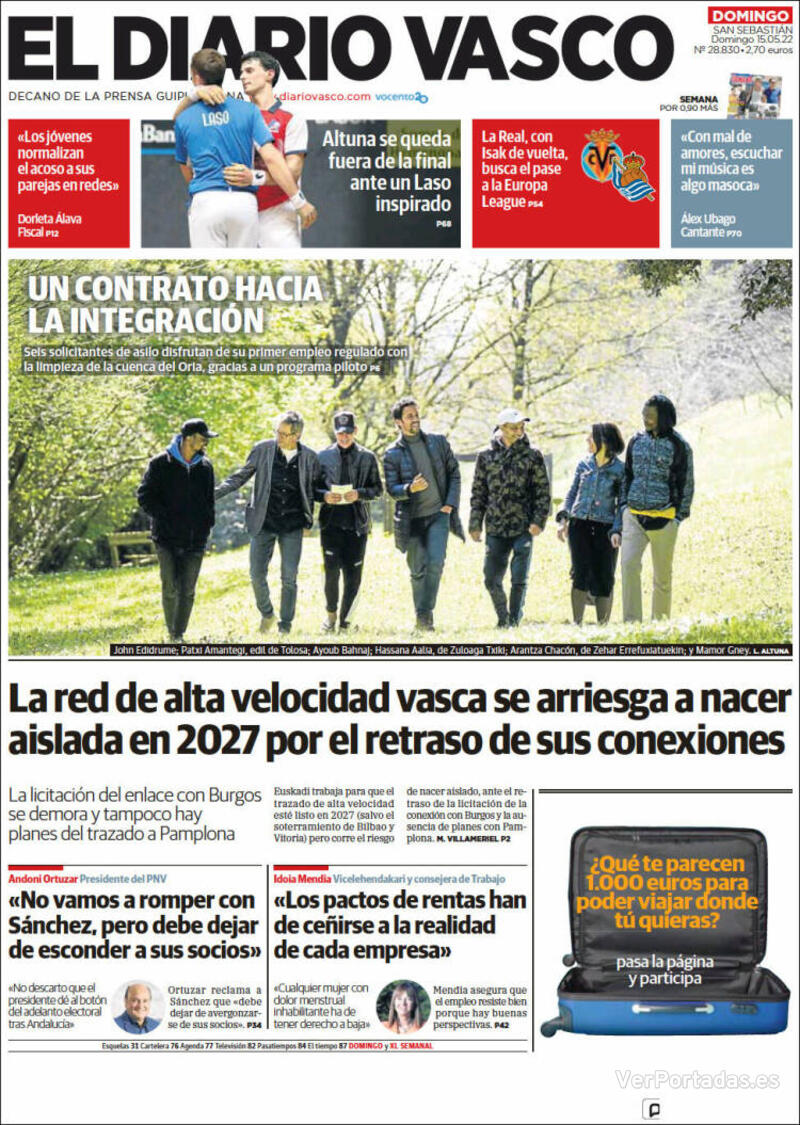 Portada El Diario Vasco 2022-05-16