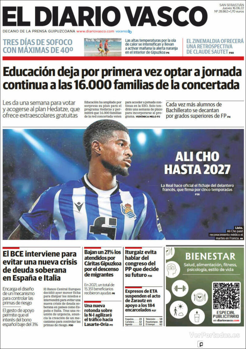 Portada El Diario Vasco 2022-06-17