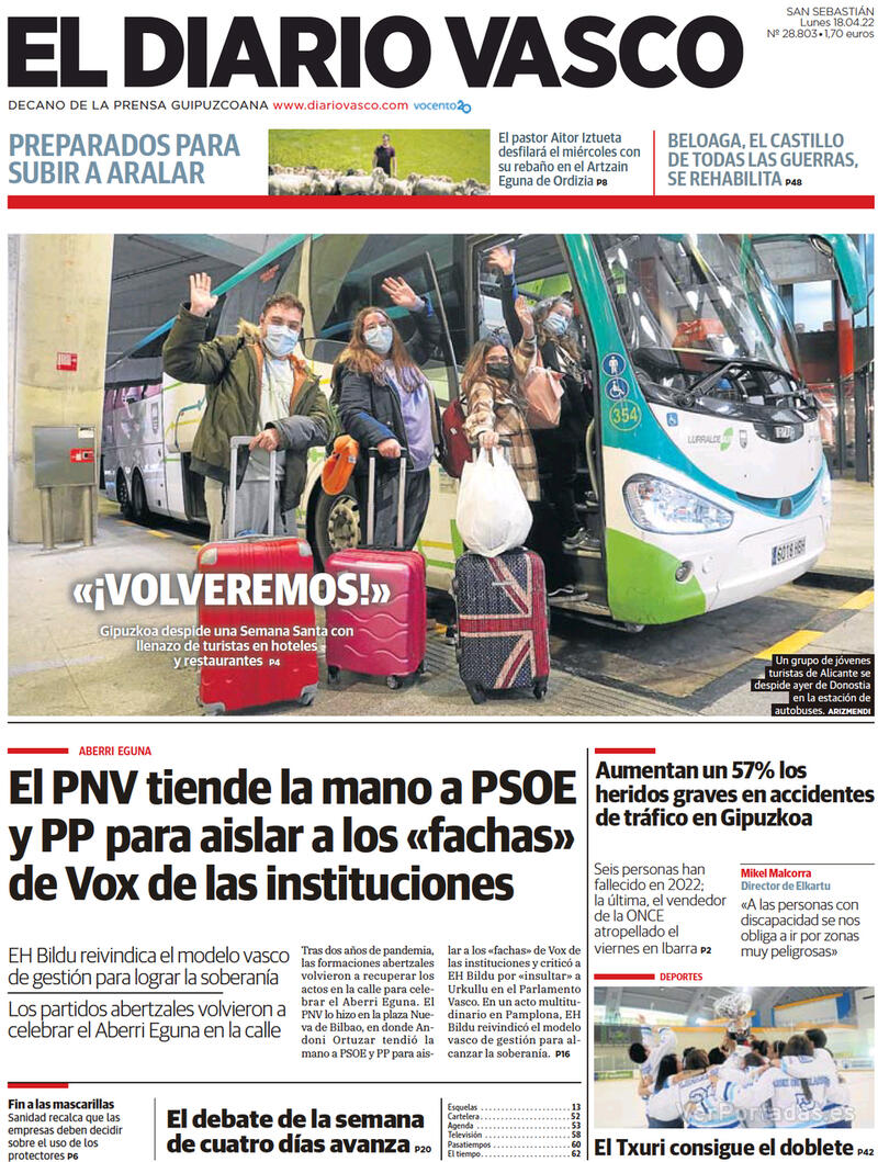 Portada El Diario Vasco 2022-04-19