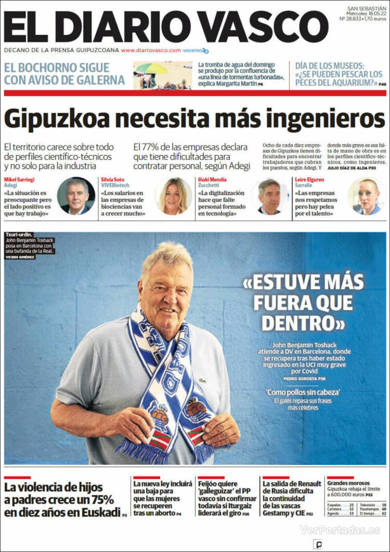 Portada El Diario Vasco 2022-05-19