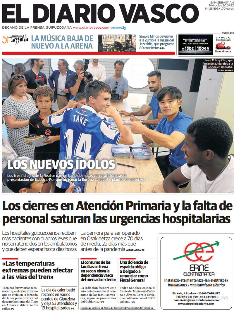 Portada El Diario Vasco 2022-07-21
