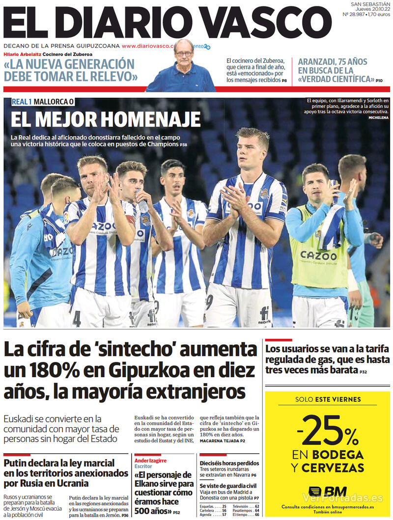 Portada El Diario Vasco 2022-10-21