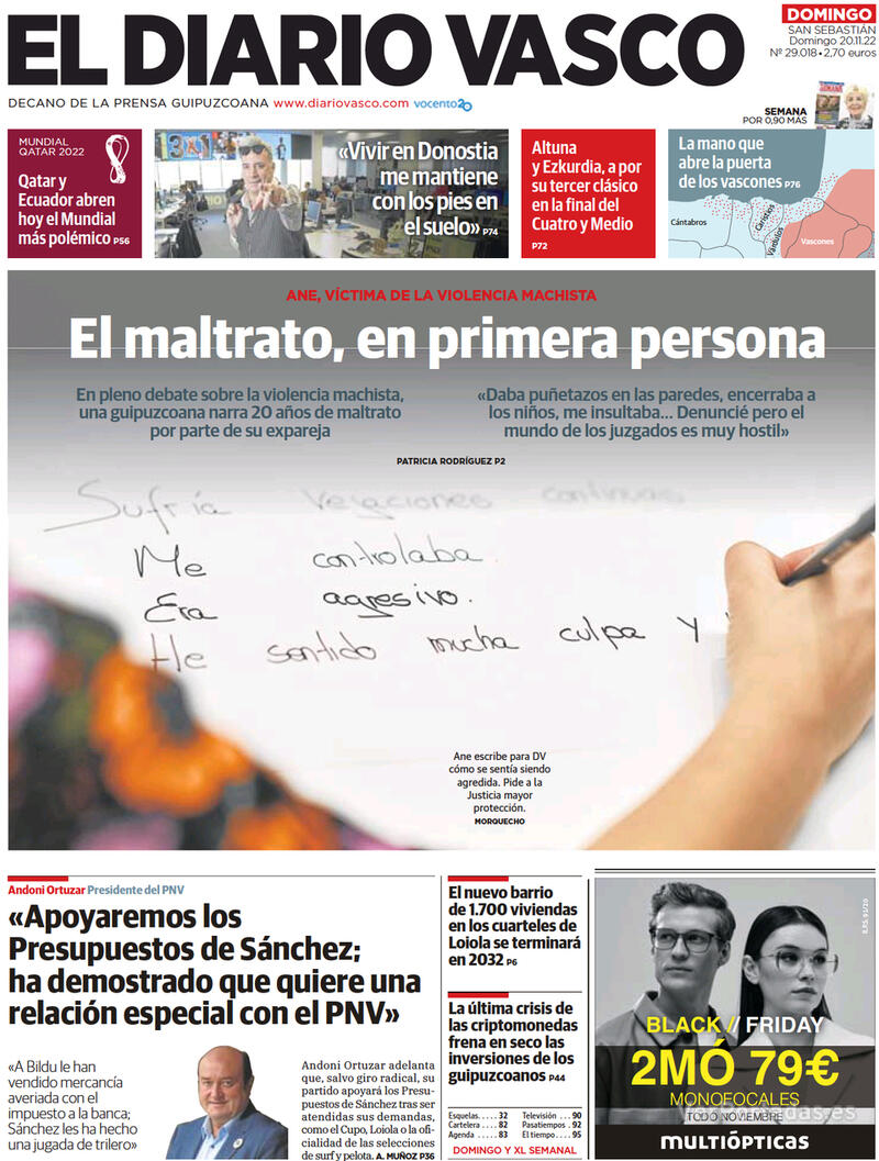Portada El Diario Vasco 2022-11-21