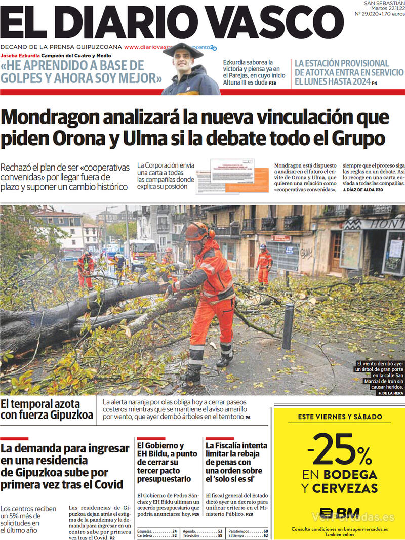 Portada El Diario Vasco 2022-11-23