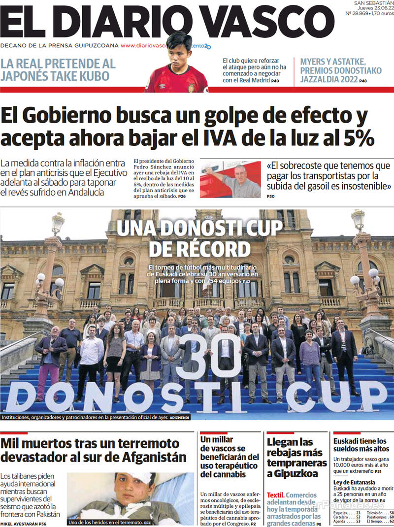 Portada El Diario Vasco 2022-06-24