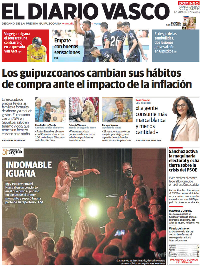 Portada El Diario Vasco 2022-07-25