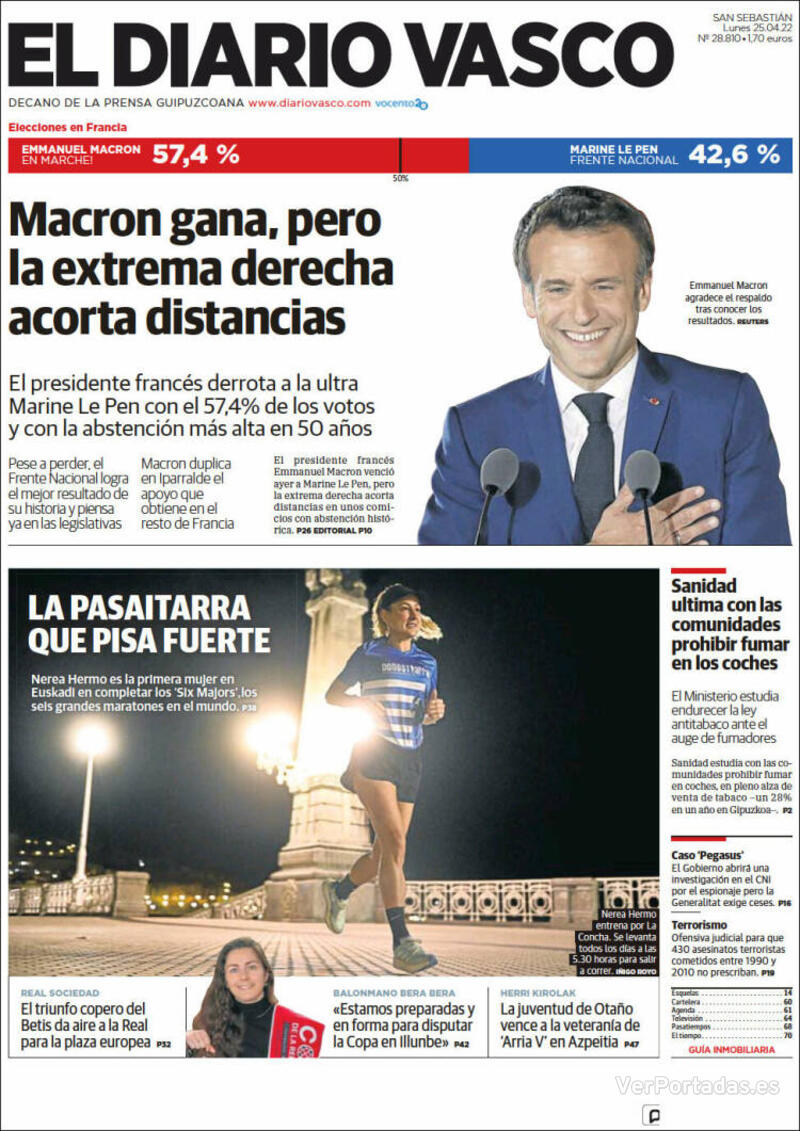 Portada El Diario Vasco 2022-04-26
