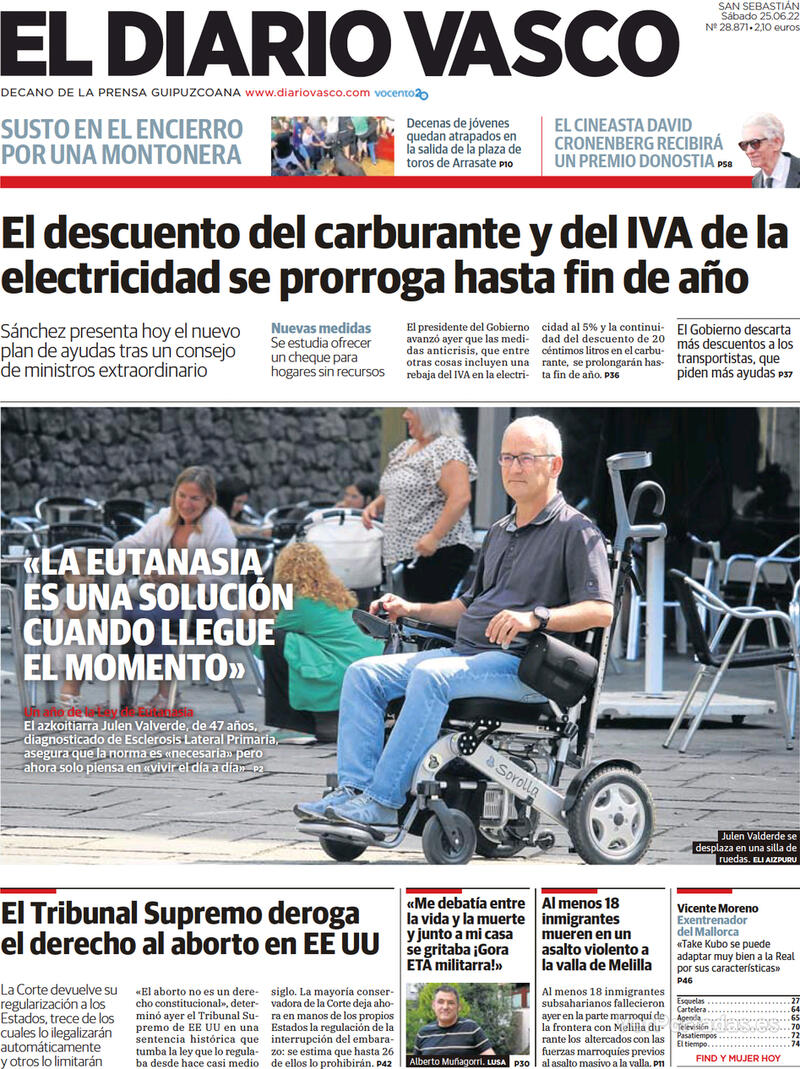 Portada El Diario Vasco 2022-06-26