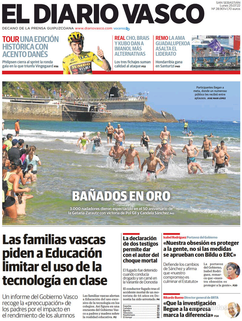 Portada El Diario Vasco 2022-07-26
