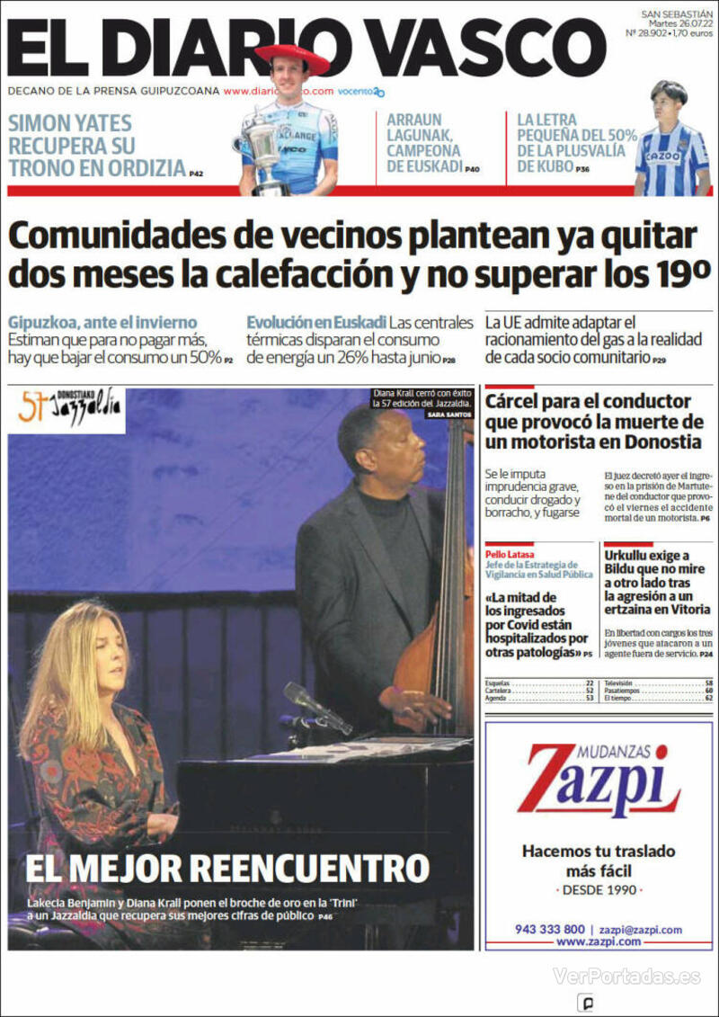 Portada El Diario Vasco 2022-07-27