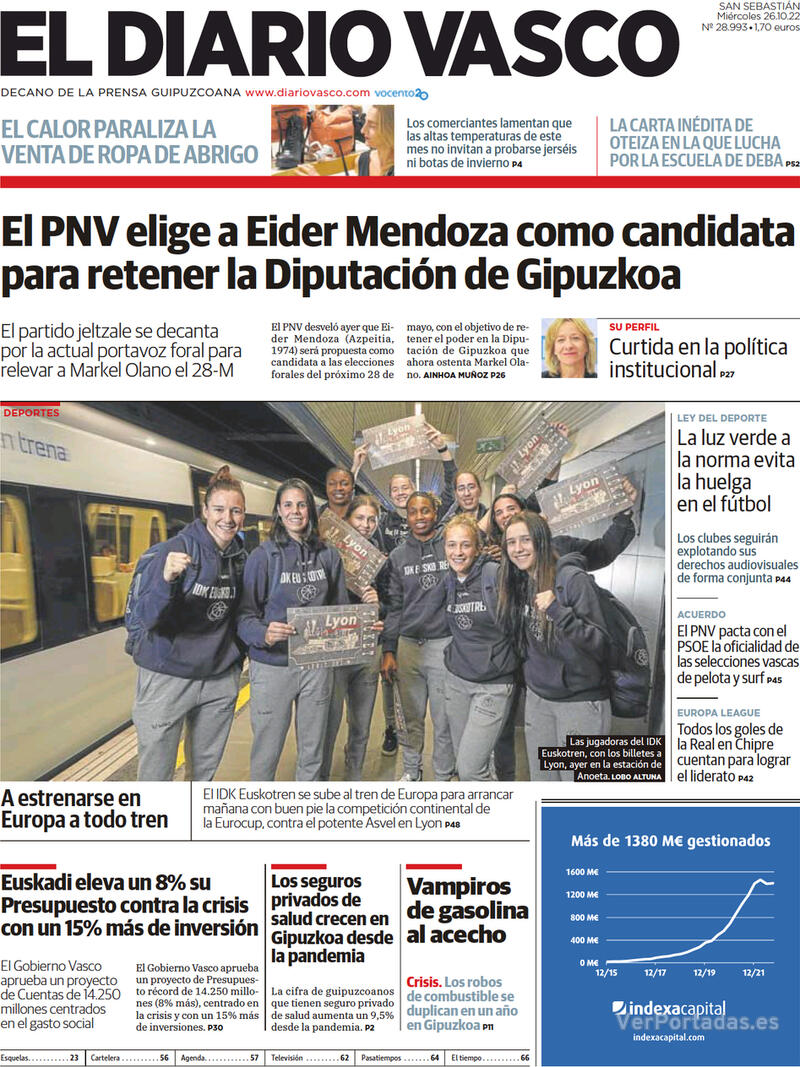 Portada El Diario Vasco 2022-10-27