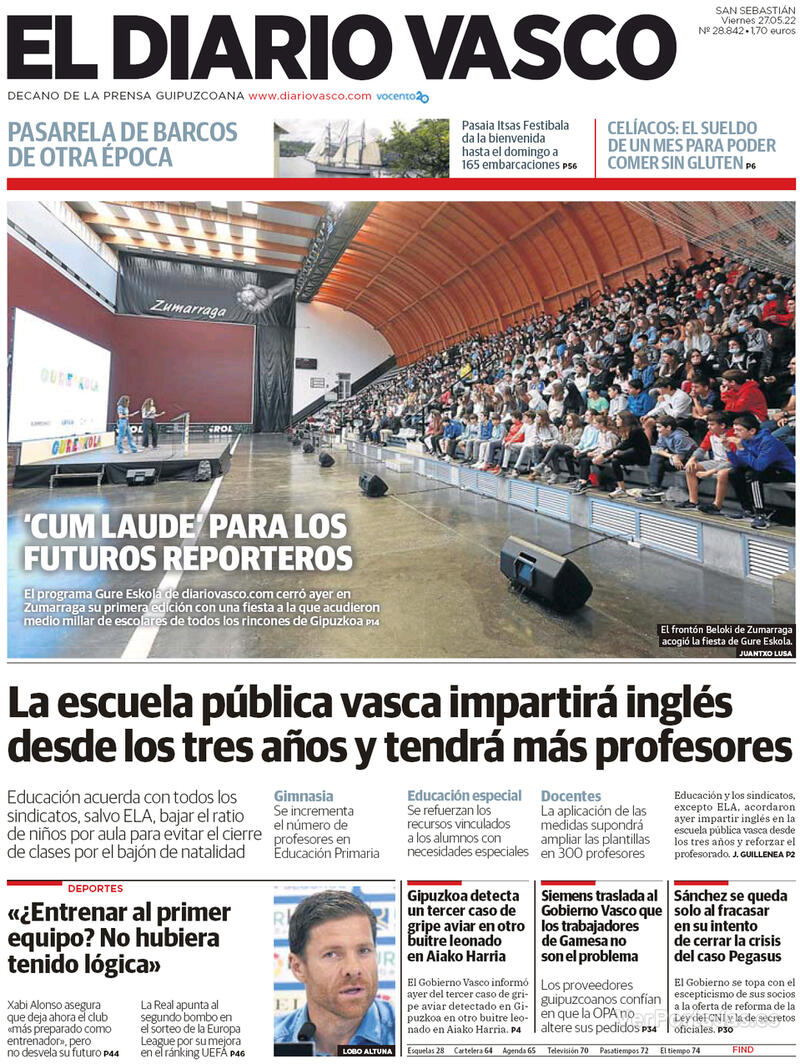 Portada El Diario Vasco 2022-05-28