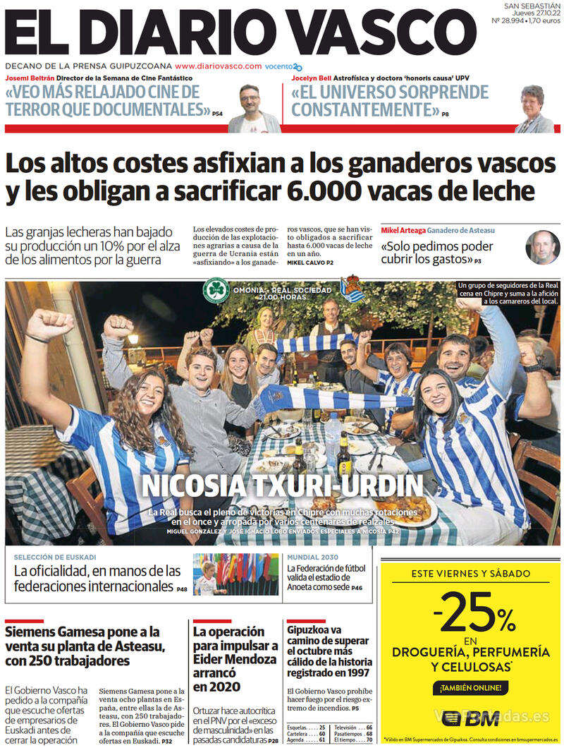Portada El Diario Vasco 2022-10-28