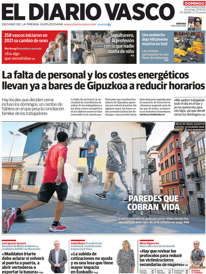 Portada El Diario Vasco 2022-10-31