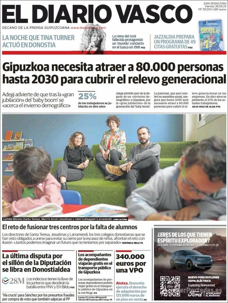 Portada El Diario Vasco 2023-05-27