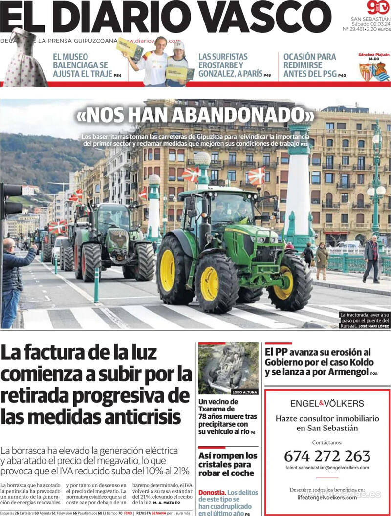 Portada El Diario Vasco 2024-03-03