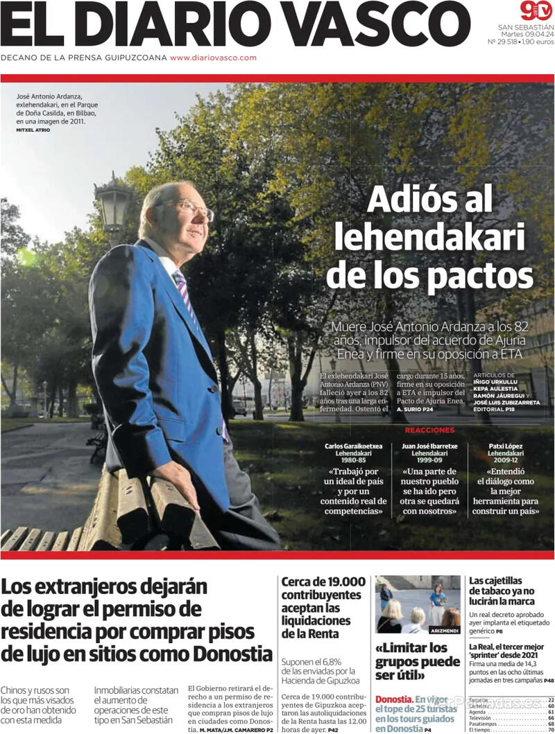 Portada El Diario Vasco 2024-04-10