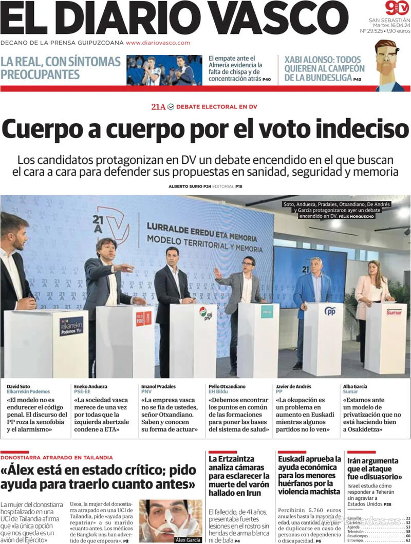 Portada El Diario Vasco 2024-04-17