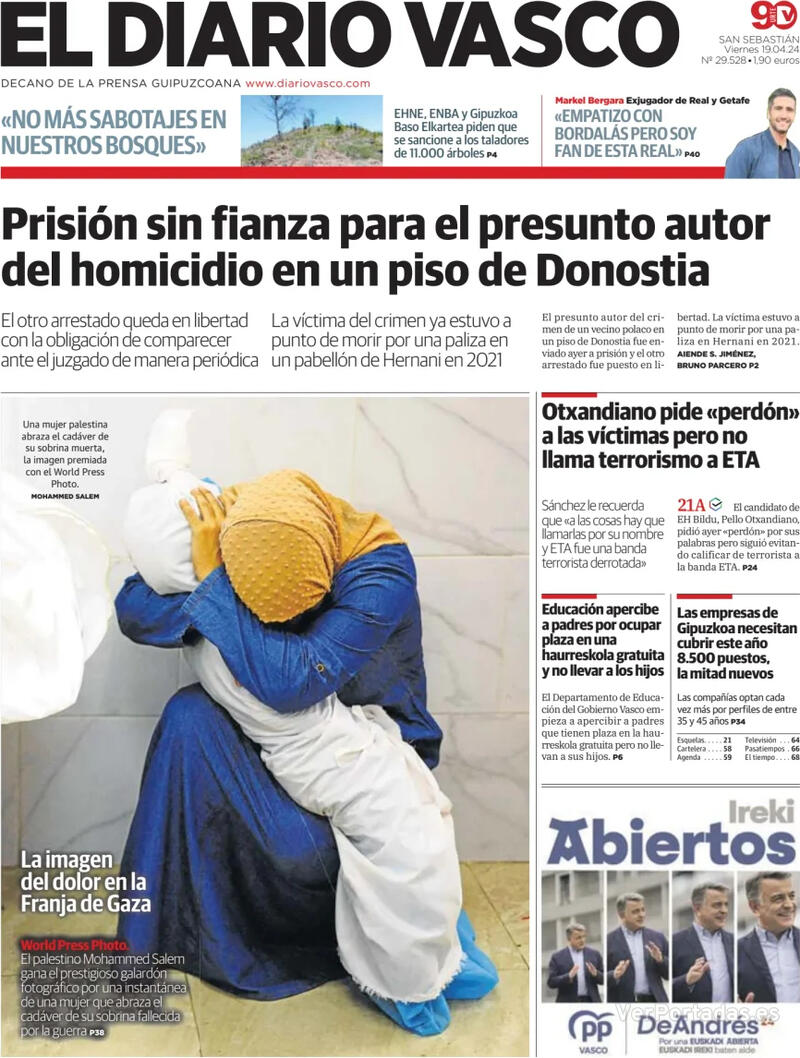 Portada El Diario Vasco 2024-04-20