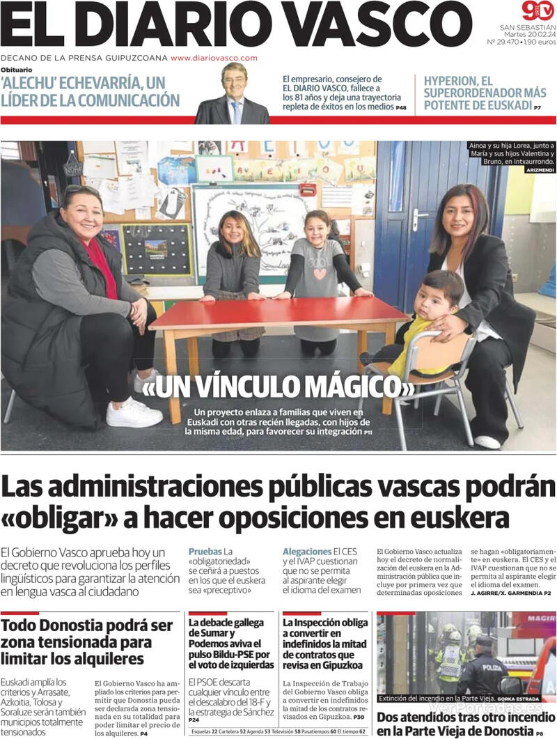 Portada El Diario Vasco 2024-02-21