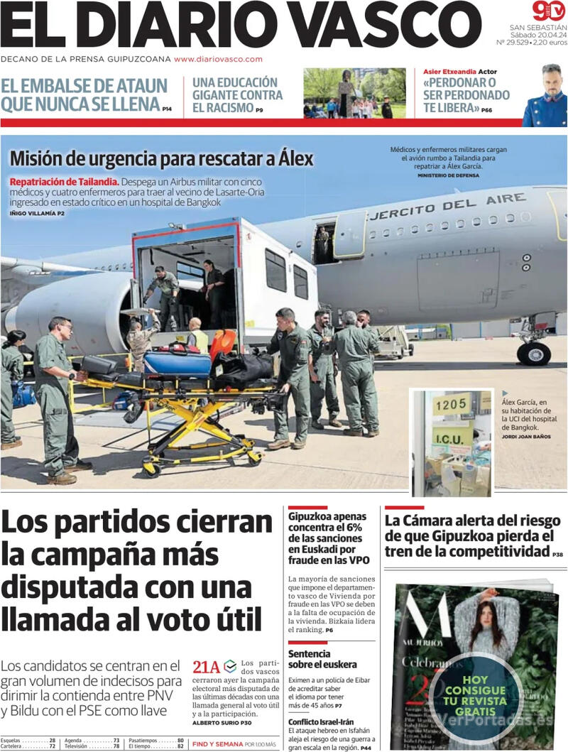 Portada El Diario Vasco 2024-04-21
