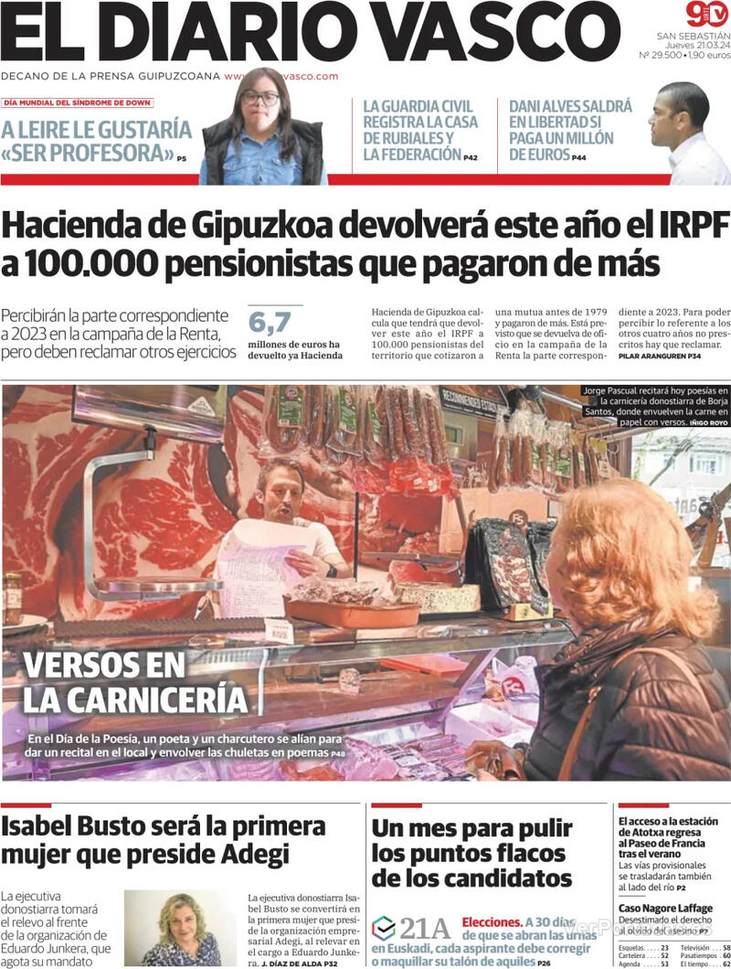 Portada El Diario Vasco 2024-03-22